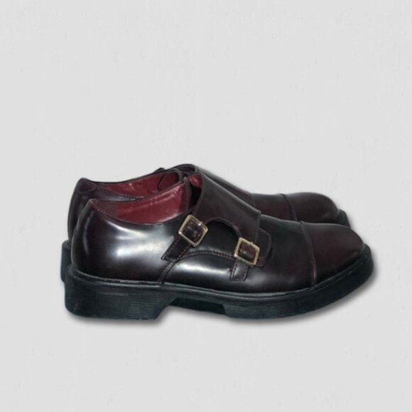 Electric Karma Scotty Wine Loafer Shoes Double Buckle Leather Burgundy Women's 7 - Picture 4 of 10